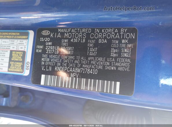 KNDEPCAA8M7178410 2021 KIA SELTOS Blue Engine compartment view