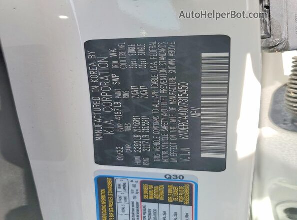 KNDERCAA0N7315450 2022 KIA SELTOS White Engine compartment view