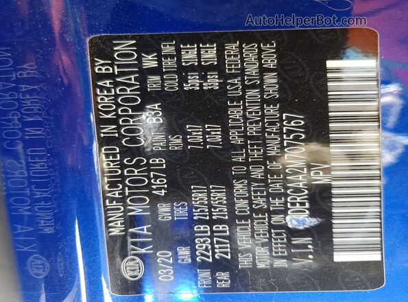 KNDERCAA2M7075767 2021 KIA SELTOS Blue 