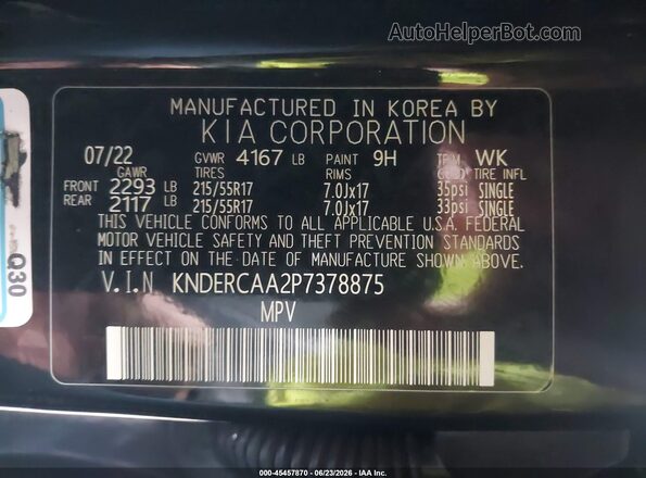 KNDERCAA2P7378875 2023 KIA SELTOS Черный Вид подкапотного пространства
