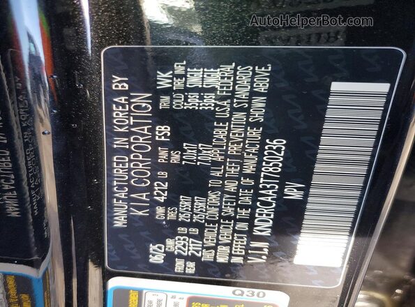 KNDERCAA3T7850236 2026 KIA SELTOS Black Vista de la etiqueta del VIN