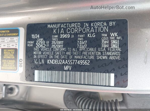KNDEU2AA5S7749562 2025 KIA SELTOS Серебряный Вид подкапотного пространства