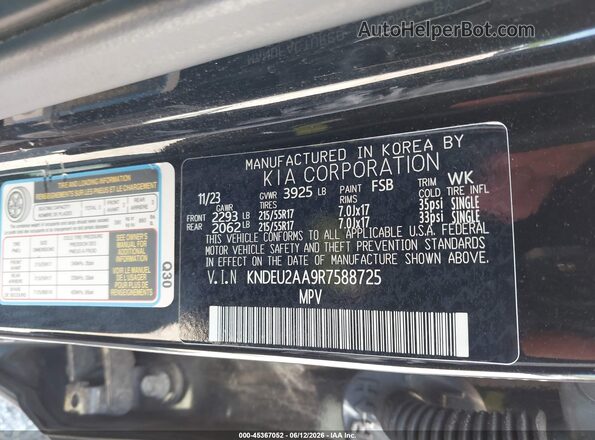 KNDEU2AA9R7588725 2024 KIA SELTOS Black ძრავის განყოფილების ხედი
