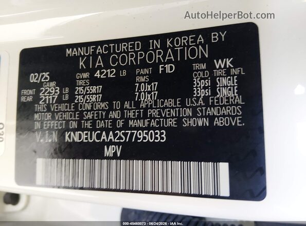 KNDEUCAA2S7795033 2025 KIA SELTOS White Շարժիչի բաժամունքի տեսք