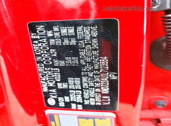 KNDJ23AU1L7123884 2020 KIA SOUL Red 