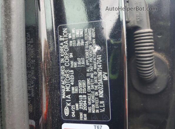 KNDJ23AU3M7147041 2021 KIA SOUL Black VIN sticker view