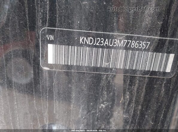 KNDJ23AU3M7786357 2021 KIA SOUL Black Вид підкапотного простору