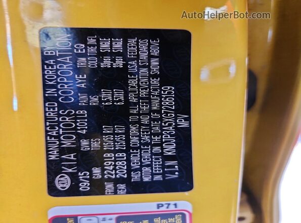 KNDJP3A5XG7286159 2016 KIA SOUL Yellow 