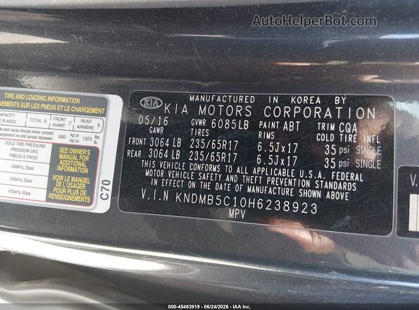 KNDMB5C10H6238923 2017 KIA SEDONA Blue Engine compartment view