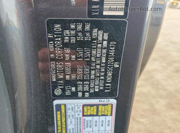 KNDMB5C12G6146470 2016 KIA SEDONA Charcoal VIN sticker view