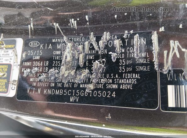 KNDMB5C15G6105024 2016 KIA SEDONA Brown Вид підкапотного простору