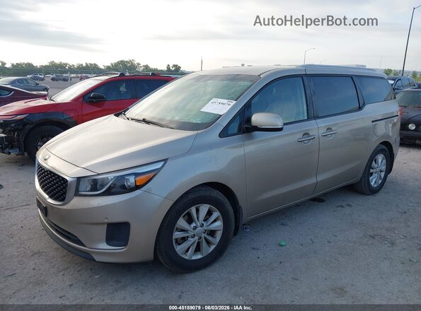 KNDMB5C15G6211411 2016 KIA SEDONA Champagne წინა მარცხენა ხედი სამი მეოთხედიდან