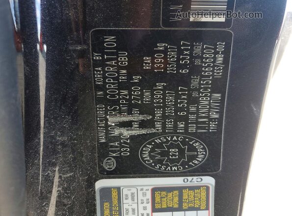 KNDMB5C15L6656807 2020 KIA SEDONA Gray 360 interior view