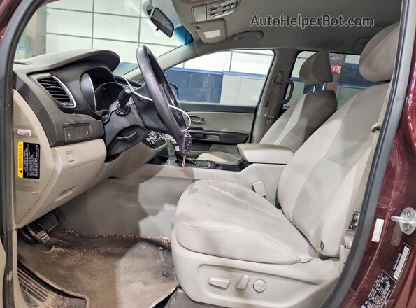 KNDMB5C16H6308506 2017 KIA SEDONA Burgundy წინა სალონის ხედი