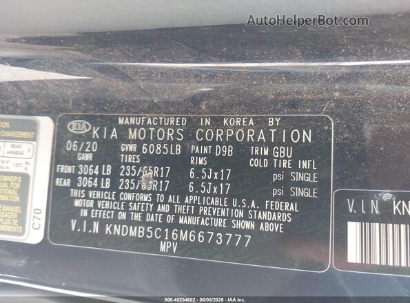 KNDMB5C16M6673777 2021 KIA SEDONA Blue Vista del compartimento del motor