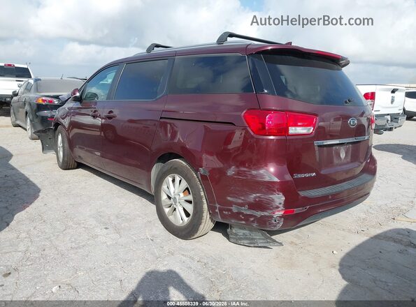KNDMB5C17H6339523 2017 KIA SEDONA Maroon Trasero izquierdo