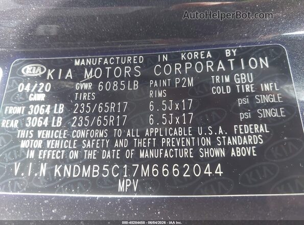 KNDMB5C17M6662044 2021 KIA SEDONA Gray ძრავის განყოფილების ხედი