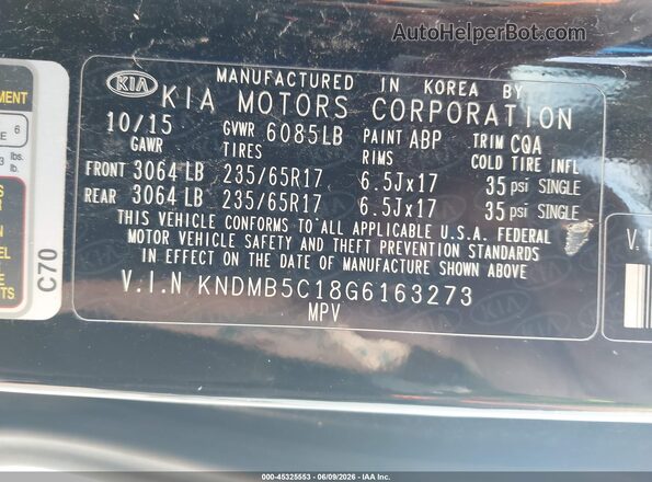KNDMB5C18G6163273 2016 KIA SEDONA Black Engine compartment view