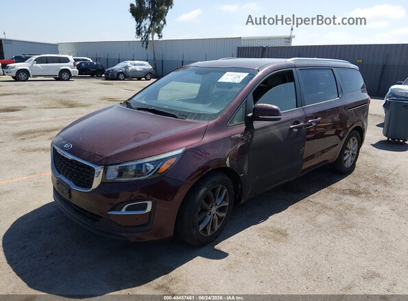 KNDMB5C19L6642313 2020 KIA SEDONA Maroon Vista tres cuartos delantera izquierda