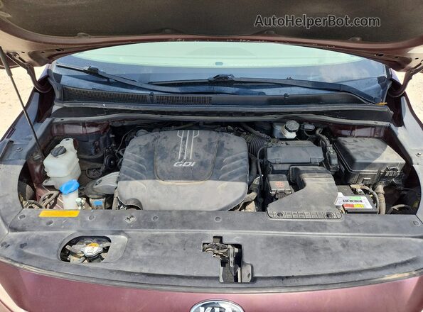 KNDME5C11G6186739 2016 KIA SEDONA Maroon Vista del compartimento del motor