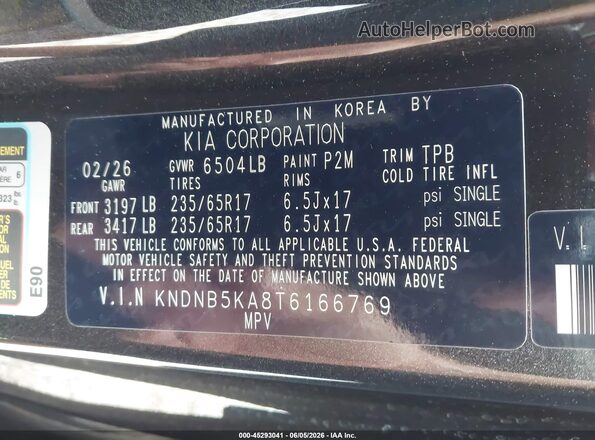 KNDNB5KA8T6166769 2026 KIA CARNIVAL MPV HYBRID Черный Вид подкапотного пространства