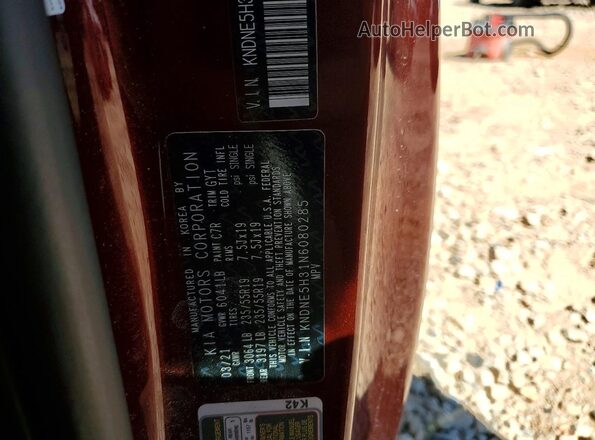 KNDNE5H31N6080285 2022 KIA CARNIVAL Red Панорамний вид салону 360°