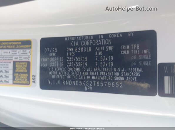 KNDNE5K32T6579652 2026 KIA CARNIVAL MPV Белый Вид подкапотного пространства