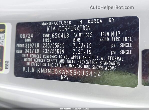 KNDNE5KA5S6035434 2025 KIA CARNIVAL MPV HYBRID Pewter Вид підкапотного простору