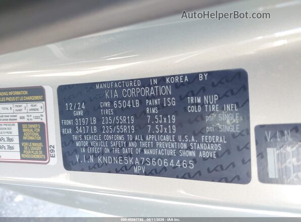 KNDNE5KA7S6064465 2025 KIA CARNIVAL MPV HYBRID Silver Vista del compartimento del motor