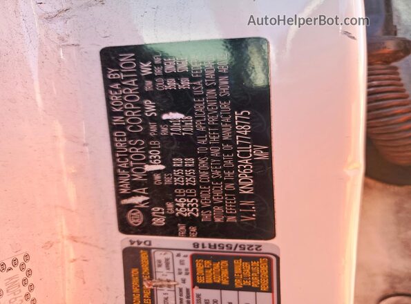 KNDP63AC1L7748775 2020 KIA SPORTAGE White 