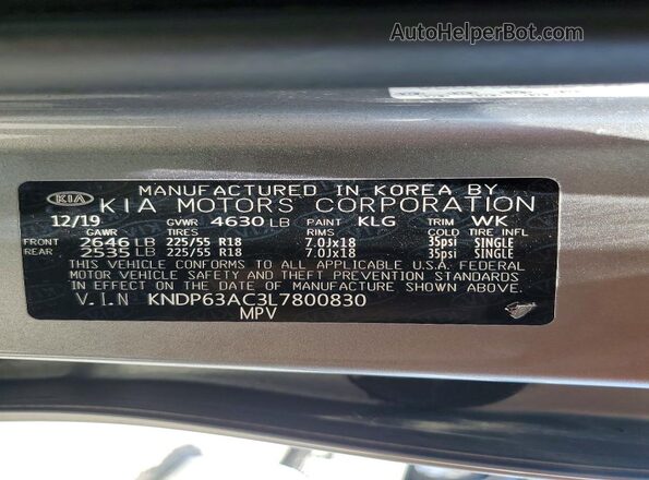 KNDP63AC3L7800830 2020 KIA SPORTAGE Silver 