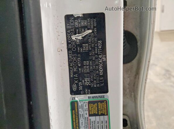 KNDP6CAC4L7774058 2020 KIA SPORTAGE White 