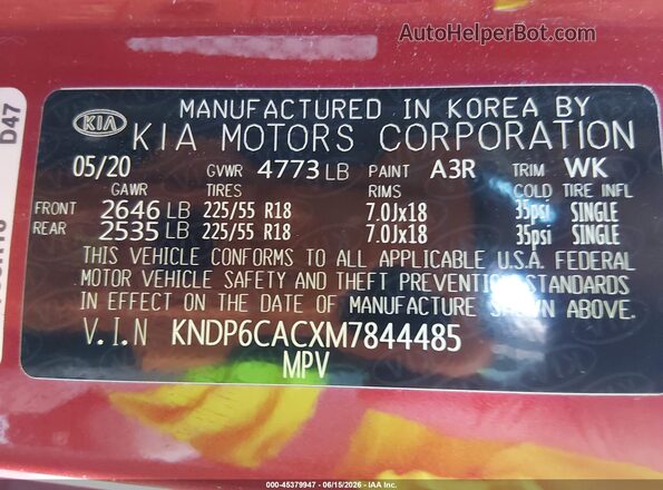 KNDP6CACXM7844485 2021 KIA SPORTAGE Red Widok komory silnika