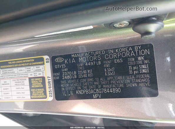 KNDPB3AC8G7844890 2016 KIA SPORTAGE Gray Вид підкапотного простору