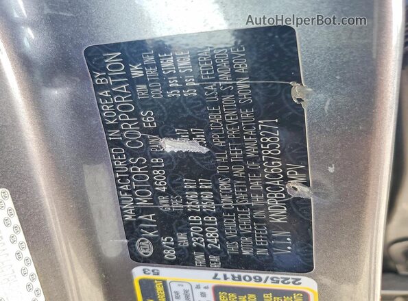 KNDPBCAC6G7858271 2016 KIA SPORTAGE Gray Widok naklejki z numerem VIN