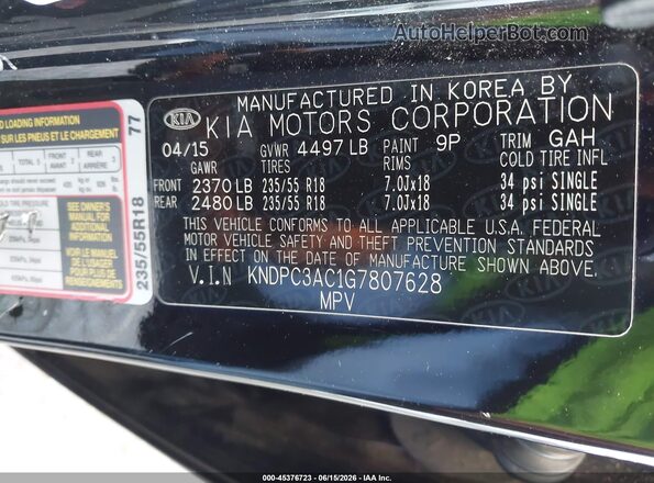 KNDPC3AC1G7807628 2016 KIA SPORTAGE Black Engine compartment view