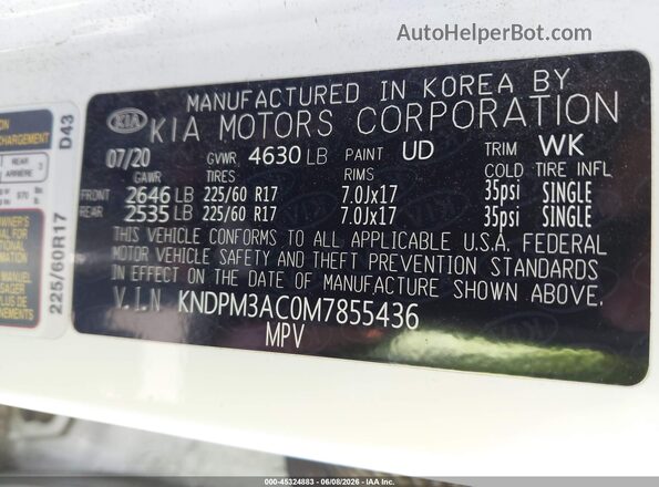 KNDPM3AC0M7855436 2021 KIA SPORTAGE Белый Вид подкапотного пространства