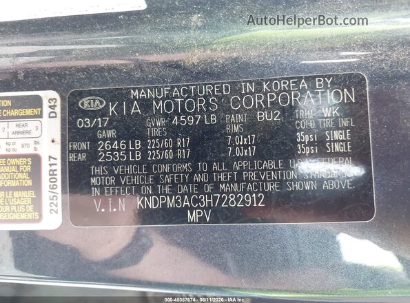 KNDPM3AC3H7282912 2017 KIA SPORTAGE Blue Vista del compartimento del motor