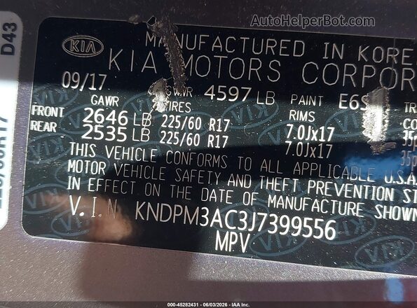 KNDPM3AC3J7399556 2018 KIA SPORTAGE Gray 
