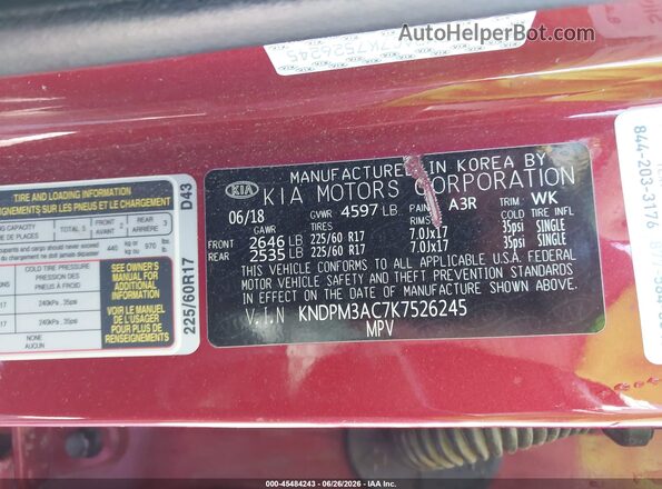 KNDPM3AC7K7526245 2019 KIA SPORTAGE Red Vista del compartimento del motor