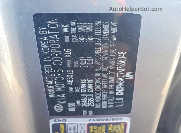 KNDPM3AC7M7856048 2021 KIA SPORTAGE Серый Вид наклейки с VIN-кодом