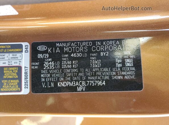 KNDPM3AC8L7757964 2020 KIA SPORTAGE Brown 