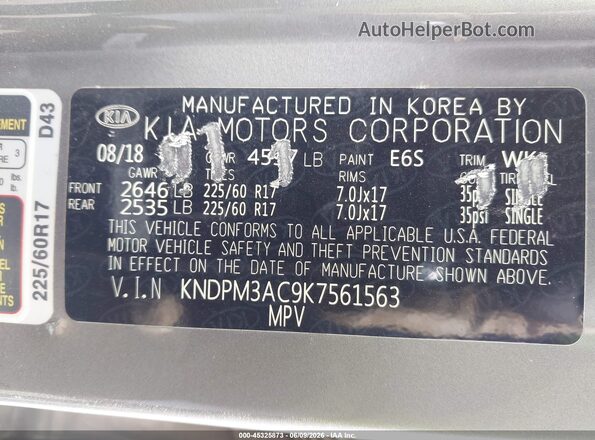 KNDPM3AC9K7561563 2019 KIA SPORTAGE Gray ძრავის განყოფილების ხედი