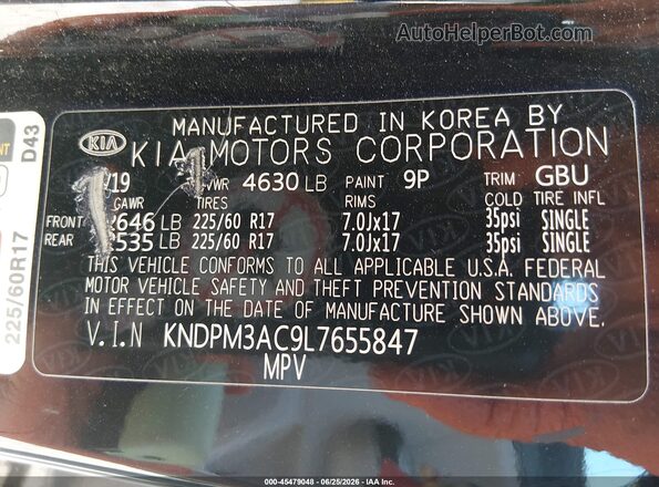 KNDPM3AC9L7655847 2020 KIA SPORTAGE Black Engine compartment view