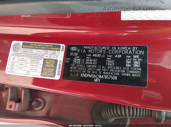 KNDPM3AC9M7857508 2021 KIA SPORTAGE Red ძრავის განყოფილების ხედი