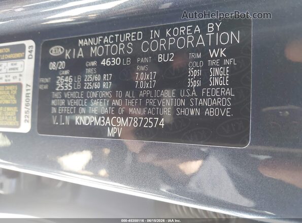 KNDPM3AC9M7872574 2021 KIA SPORTAGE Blue Շարժիչի բաժամունքի տեսք