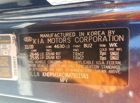 KNDPM3AC9M7911583 2021 KIA SPORTAGE Blue 