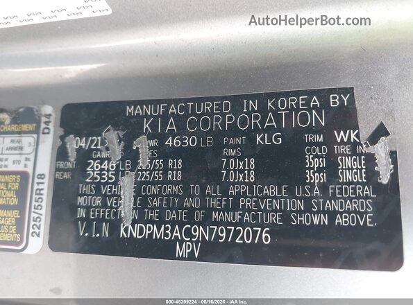 KNDPM3AC9N7972076 2022 KIA SPORTAGE Silver Engine compartment view