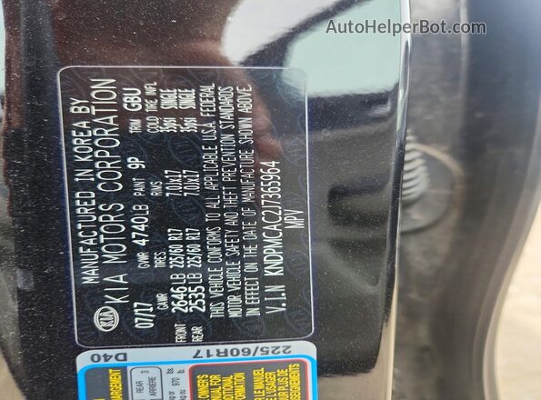 KNDPMCAC2J7365964 2018 KIA SPORTAGE Charcoal VIN sticker view