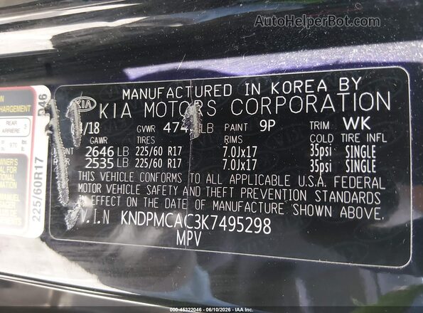 KNDPMCAC3K7495298 2019 KIA SPORTAGE Черный Вид подкапотного пространства